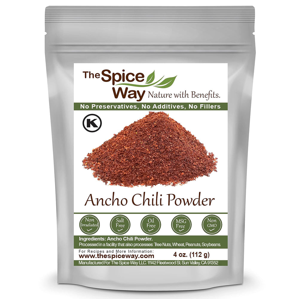 The Spice Way ancho chile powder jar showcases pure flavor for authentic cooking.