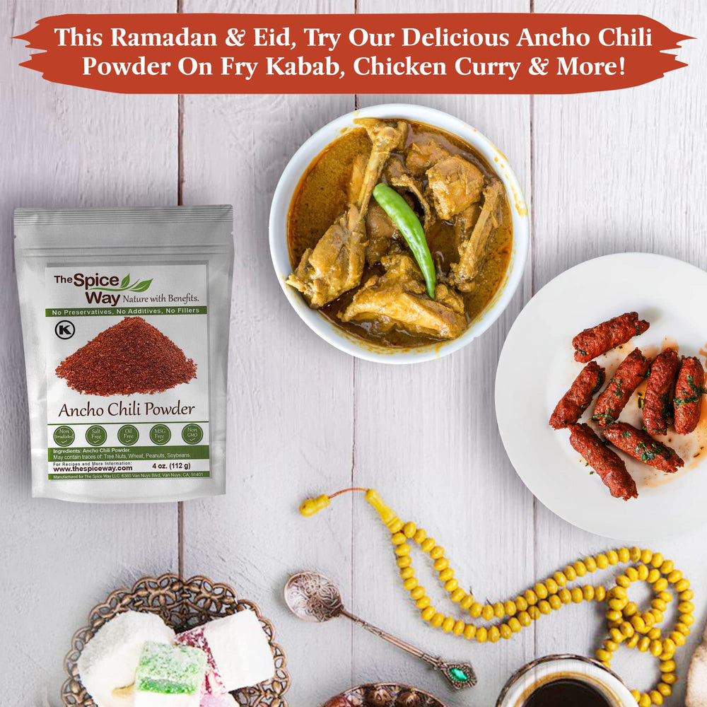 The Spice Way resealed bag keeps ancho powder fresh for everyday cooking.