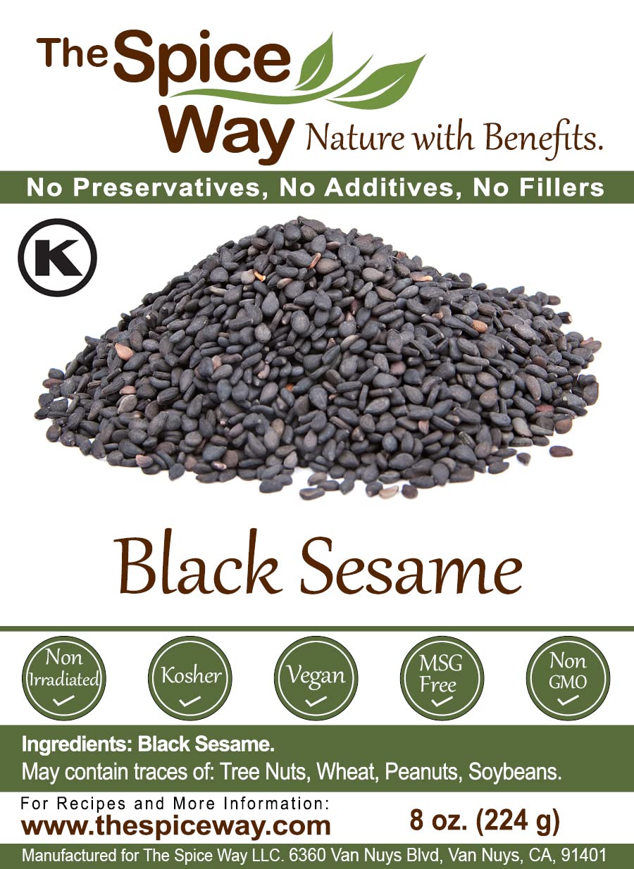 The Spice Way Black Sesame Seeds close-up, glossy seeds reveal quality.