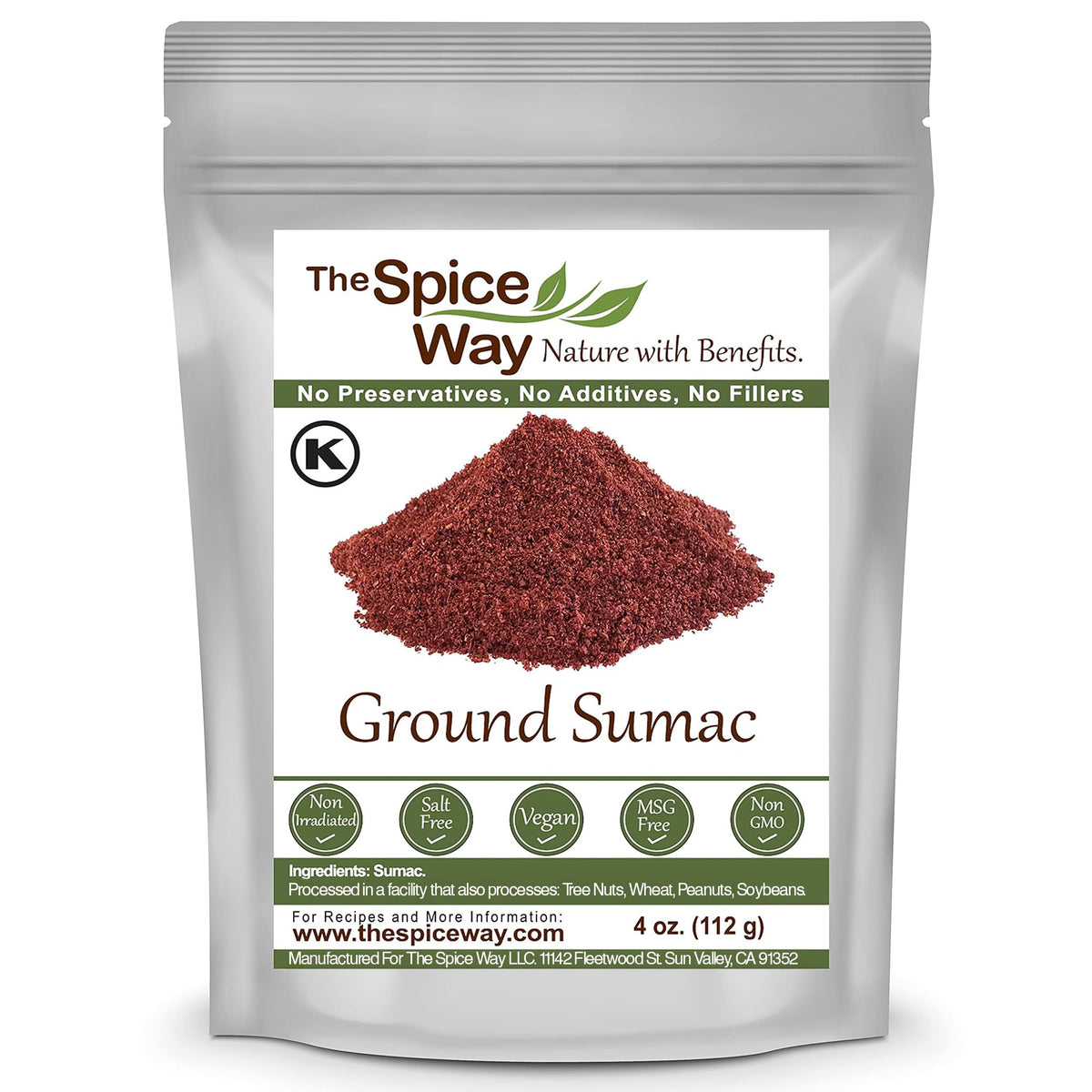 The Spice Way ground sumac spice jar adds bright tartness to dishes.
