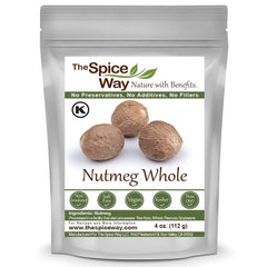 The Spice Way Nutmeg Whole 4oz jar ready to elevate sauces and dishes.