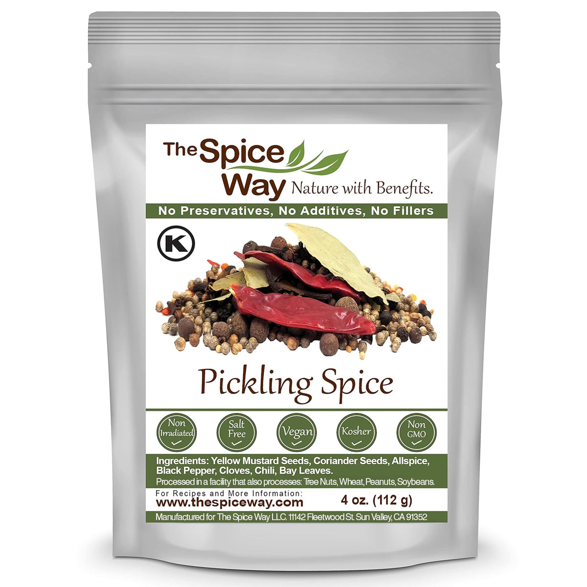 The Spice Way Pickling Spice jar shows a premium blend for crisp pickles.