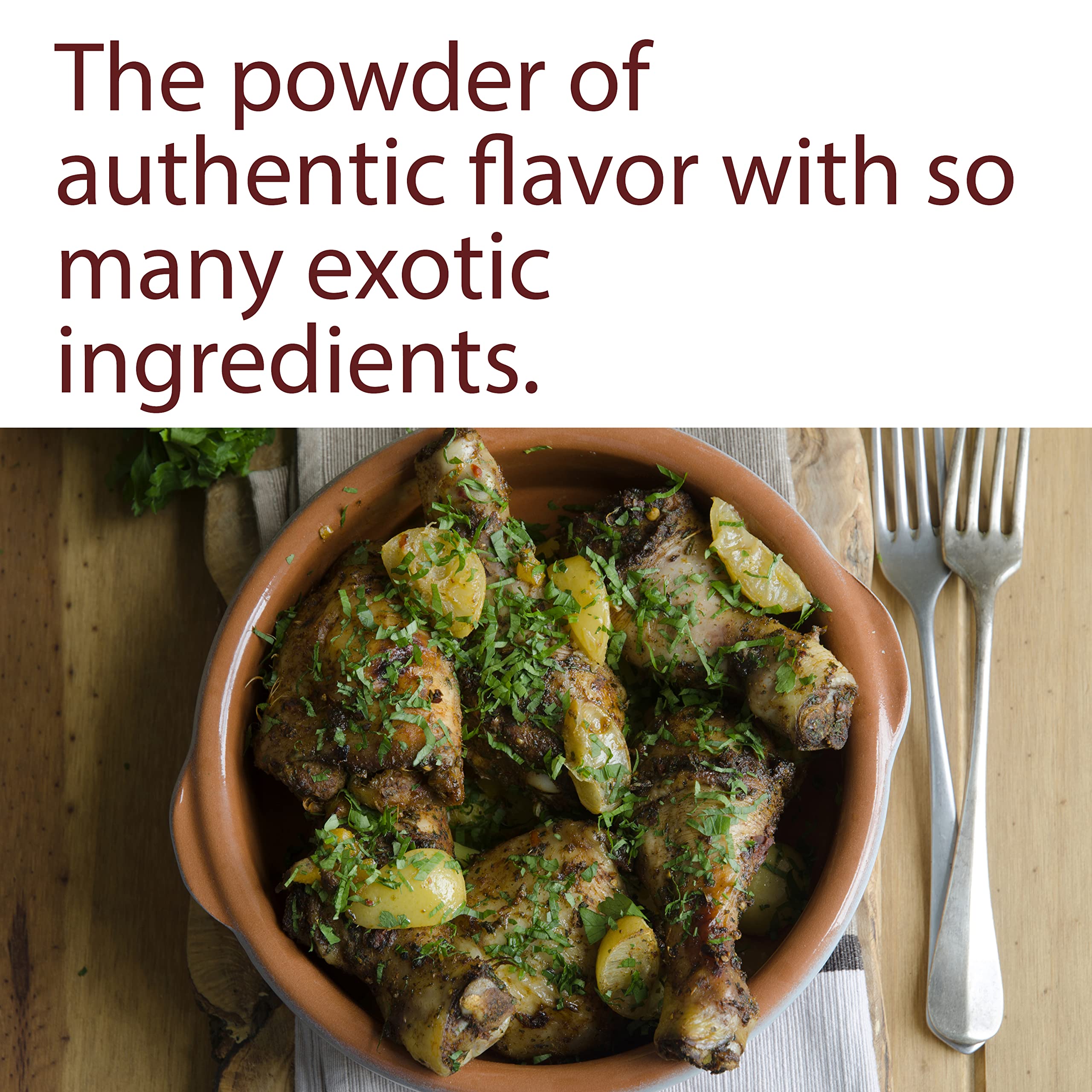 The Spice Way Ras El Hanout packaging in the US emphasizes freshness and careful production.