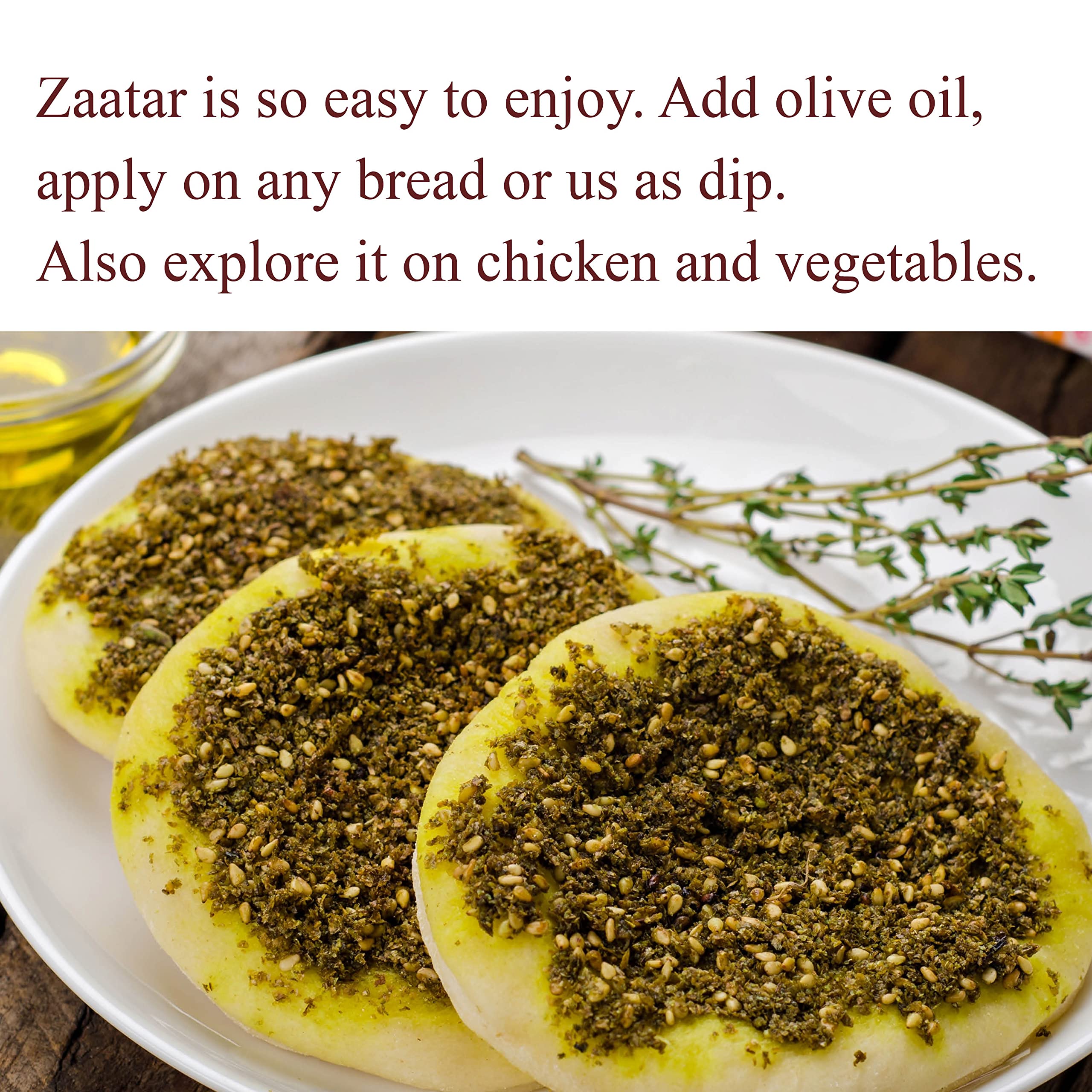 The Spice Way Zaatar Hyssop on soft cheese enhances taste and color.