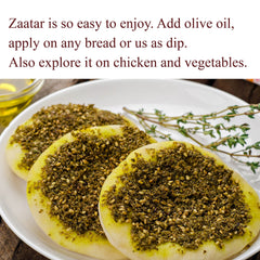 The Spice Way Zaatar Hyssop on soft cheese enhances taste and color.