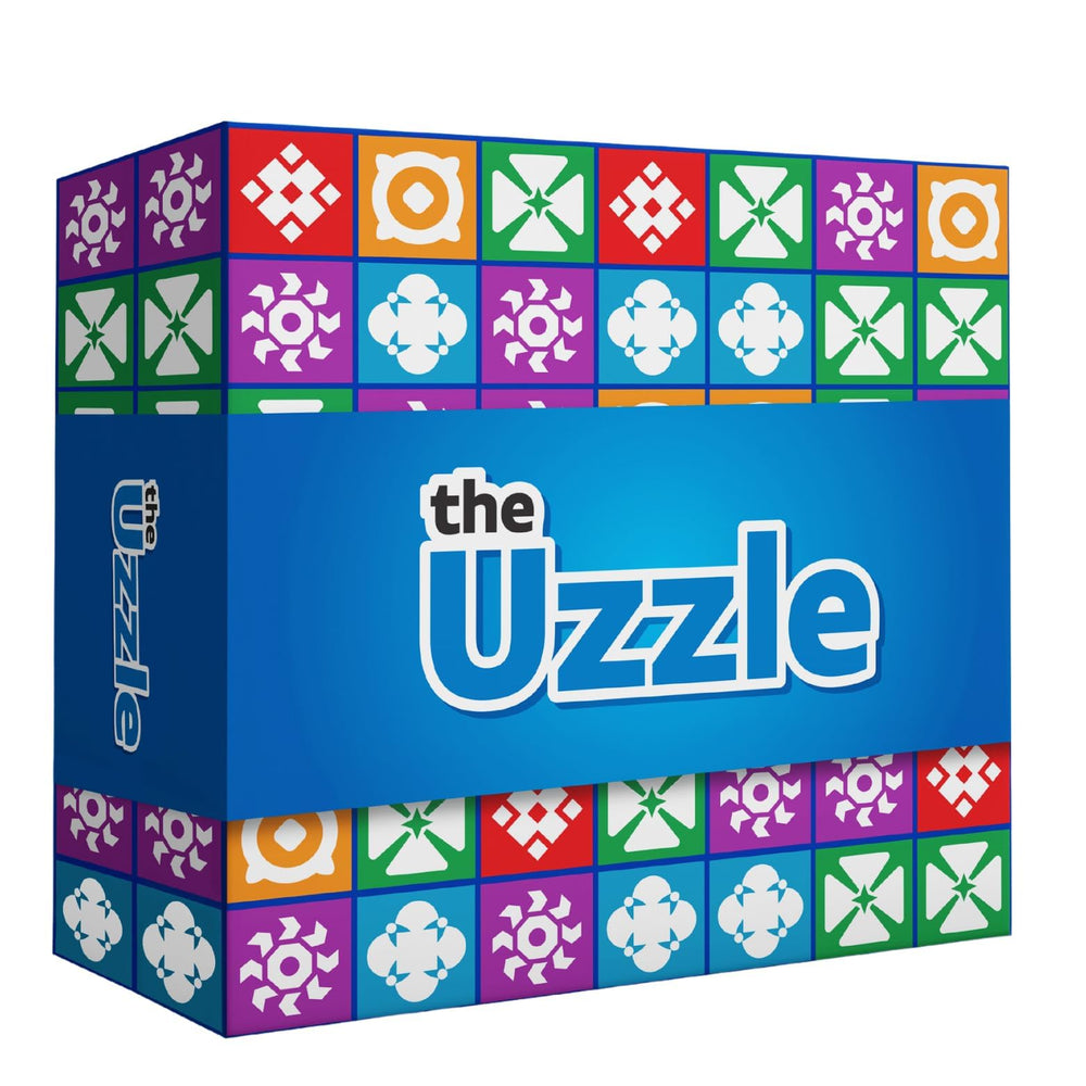 The Uzzle 3.0 board game parts with bright blocks for easy handling.