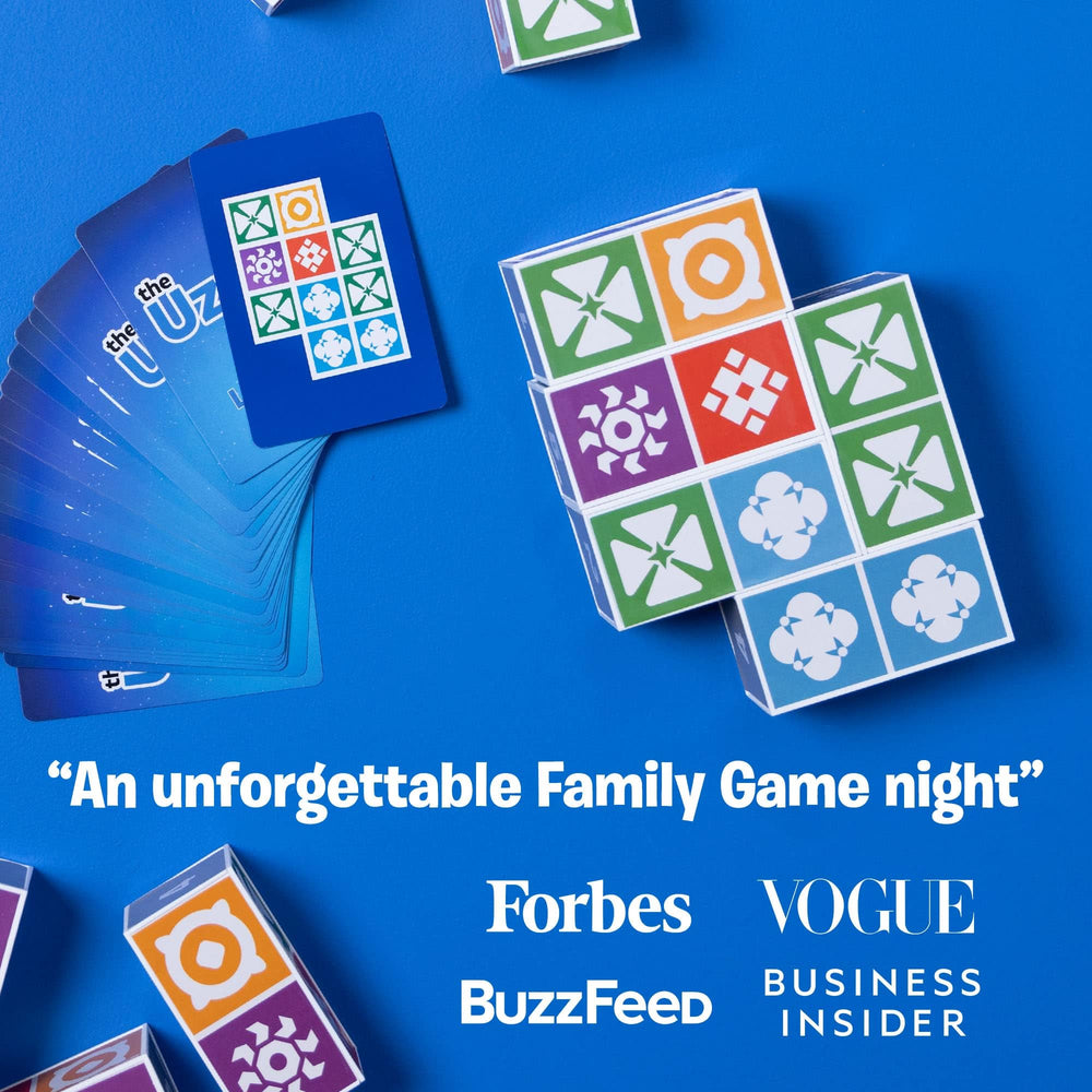 The Uzzle 3.0 puzzle cards illustrate diverse challenges for all ages.