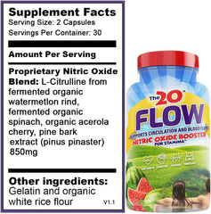 The20 Flow capsules close-up, convenient plant-based supplement for daily energy and focus.
