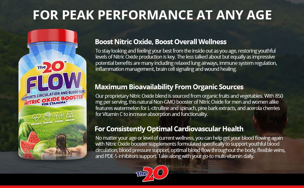 The20 Flow organic ingredients blend with watermelon, spinach, and acerola for natural L-Citrulline.