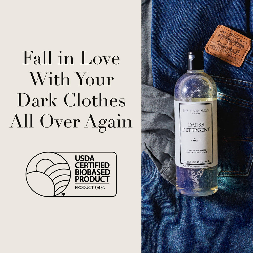The Laundress Darks Detergent Classic scent label conveying fresh, timeless fragrance