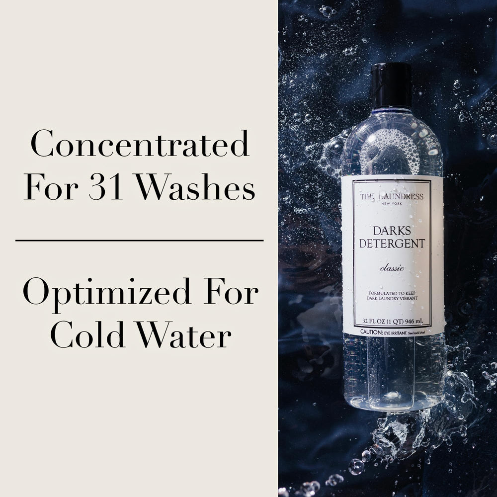 Enzyme action graphic for The Laundress Darks Detergent suggests tough stain removal