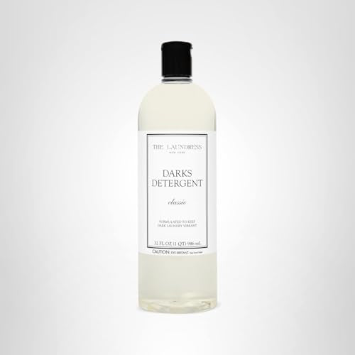 Laundry room setup featuring The Laundress Darks Detergent for tidy laundry routine
