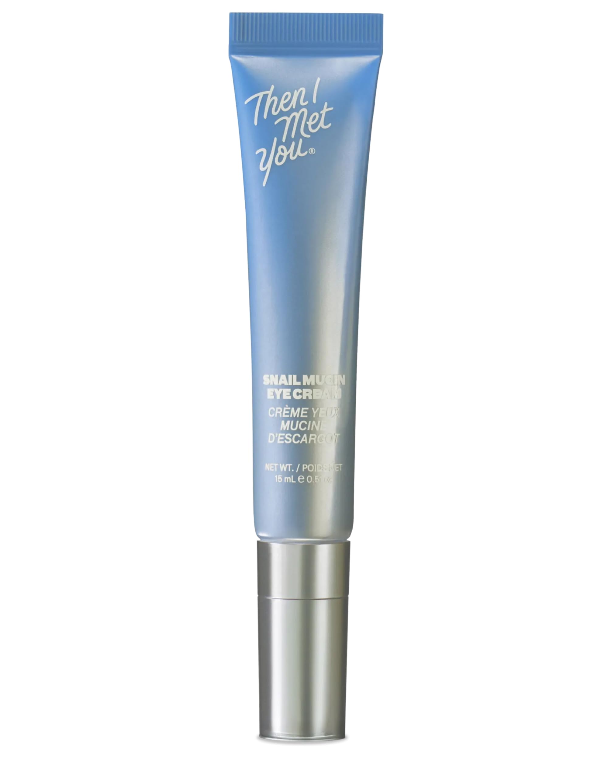 Then I Met You snail mucin eye cream bottle closeup for smoother under-eye skin.