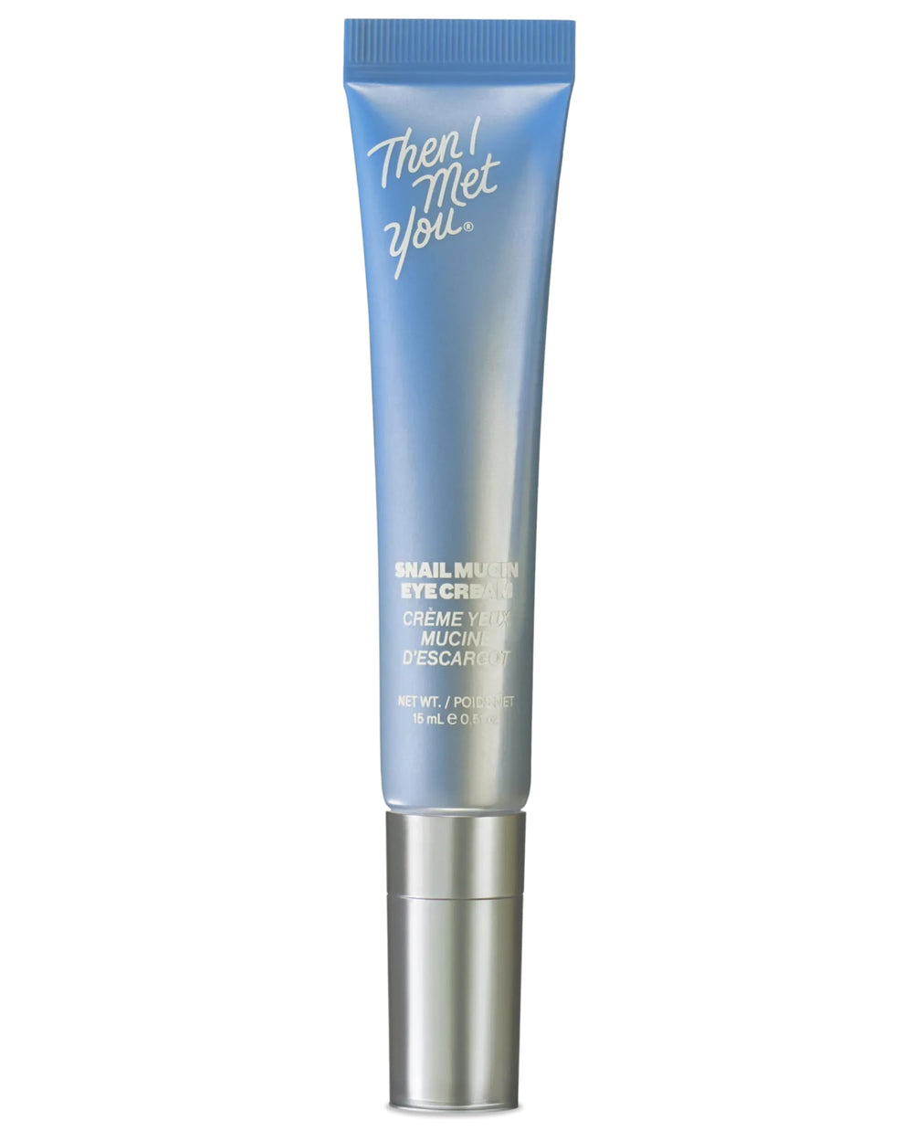 Then I Met You snail mucin eye cream bottle closeup for smoother under-eye skin.