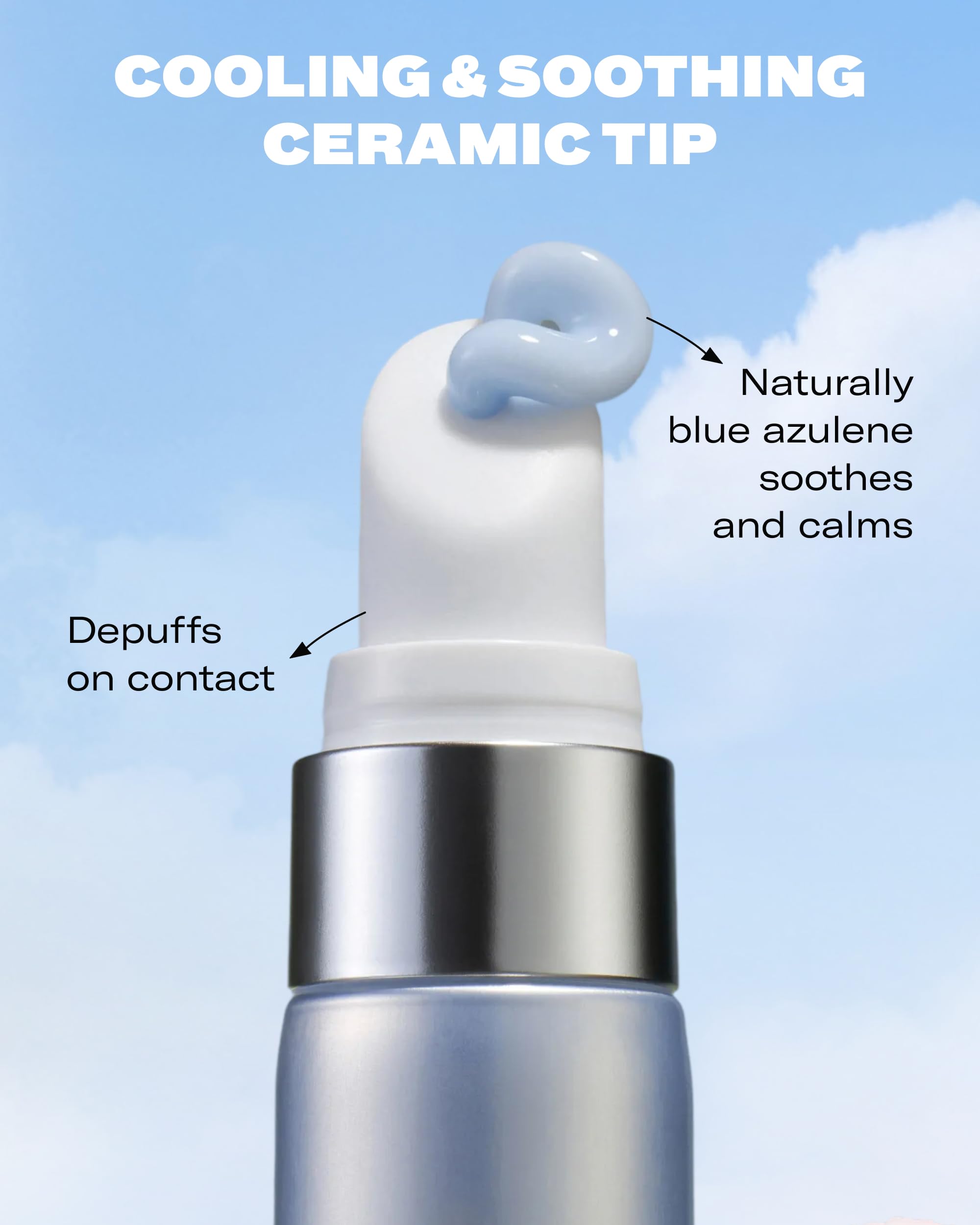 Then I Met You snail mucin eye cream ceramic tip provides cooling depuff and absorption.