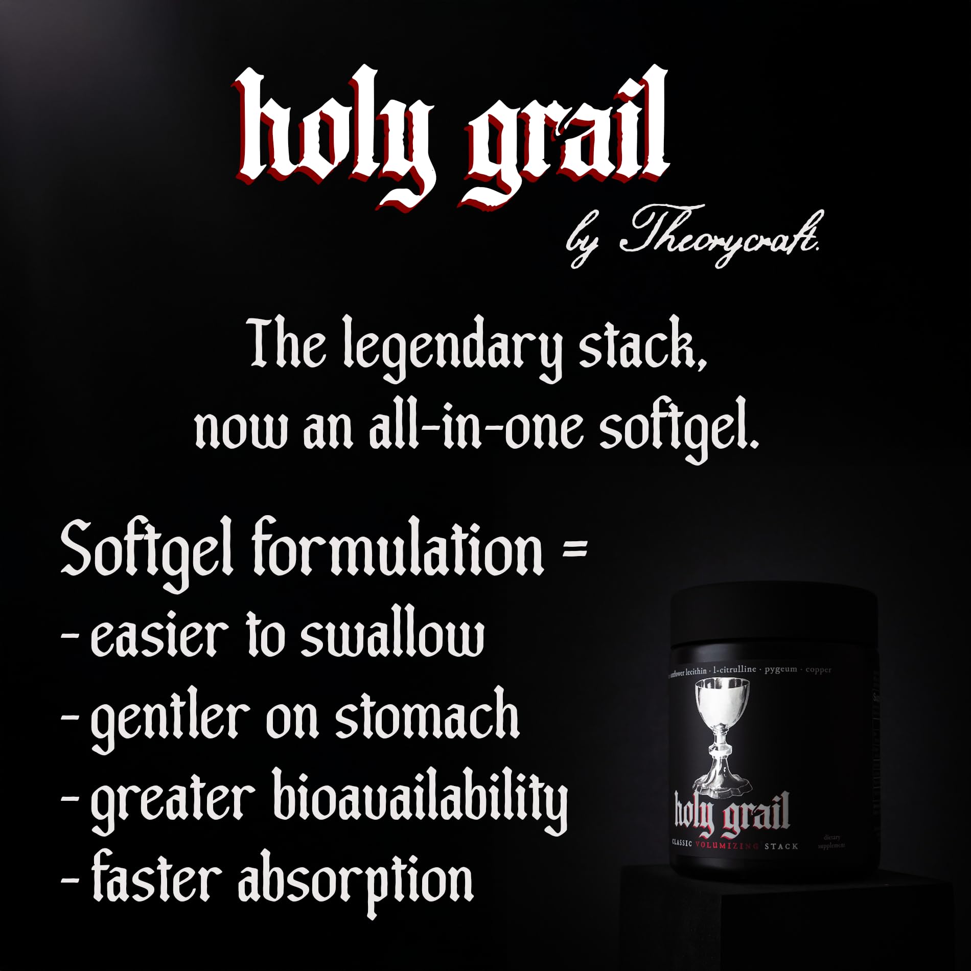Theorycraft Holy Grail L-Citrulline ingredient image hints at vasodilation potential