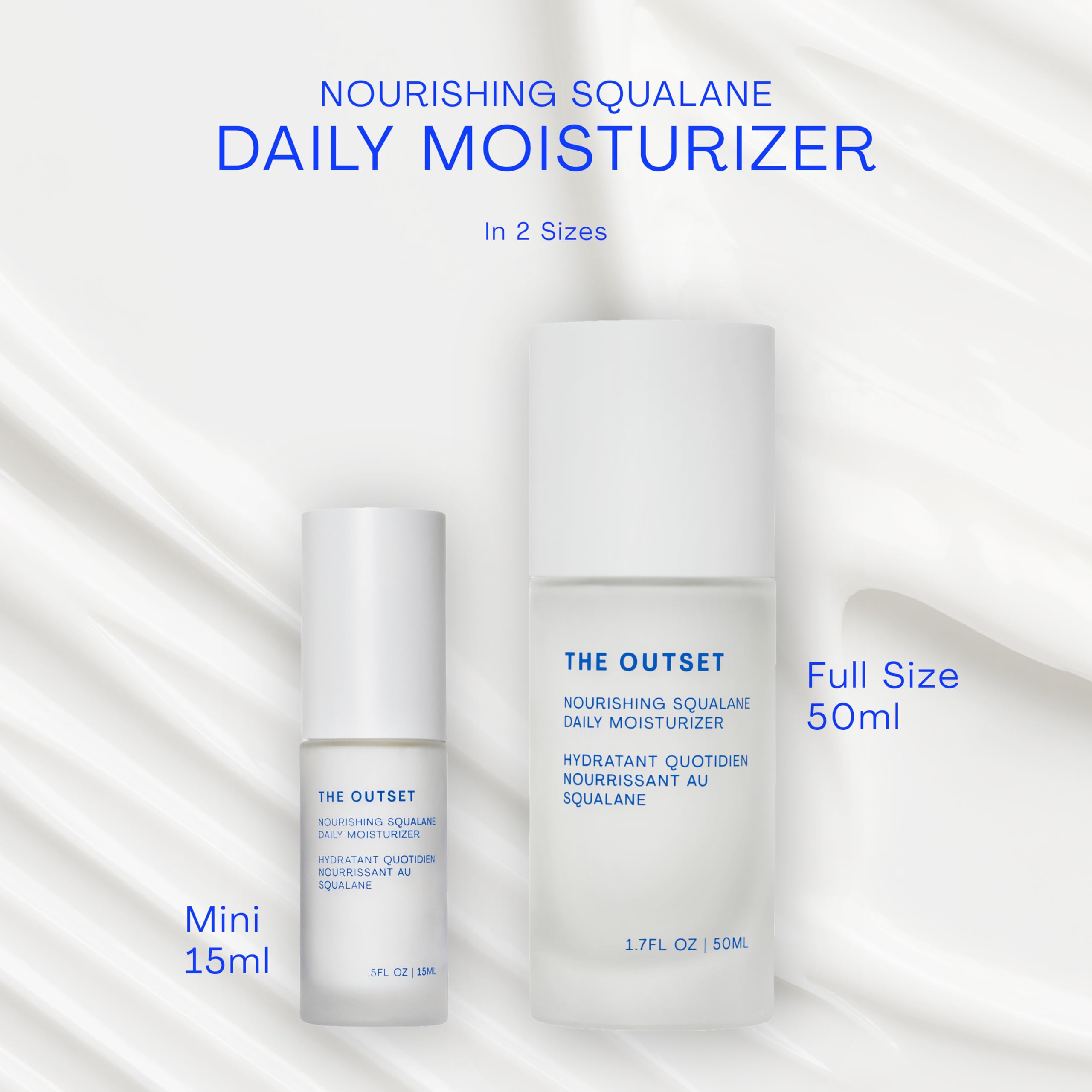 The Outset Squalane closeup shows creamy texture that melts on contact for calm hydration.