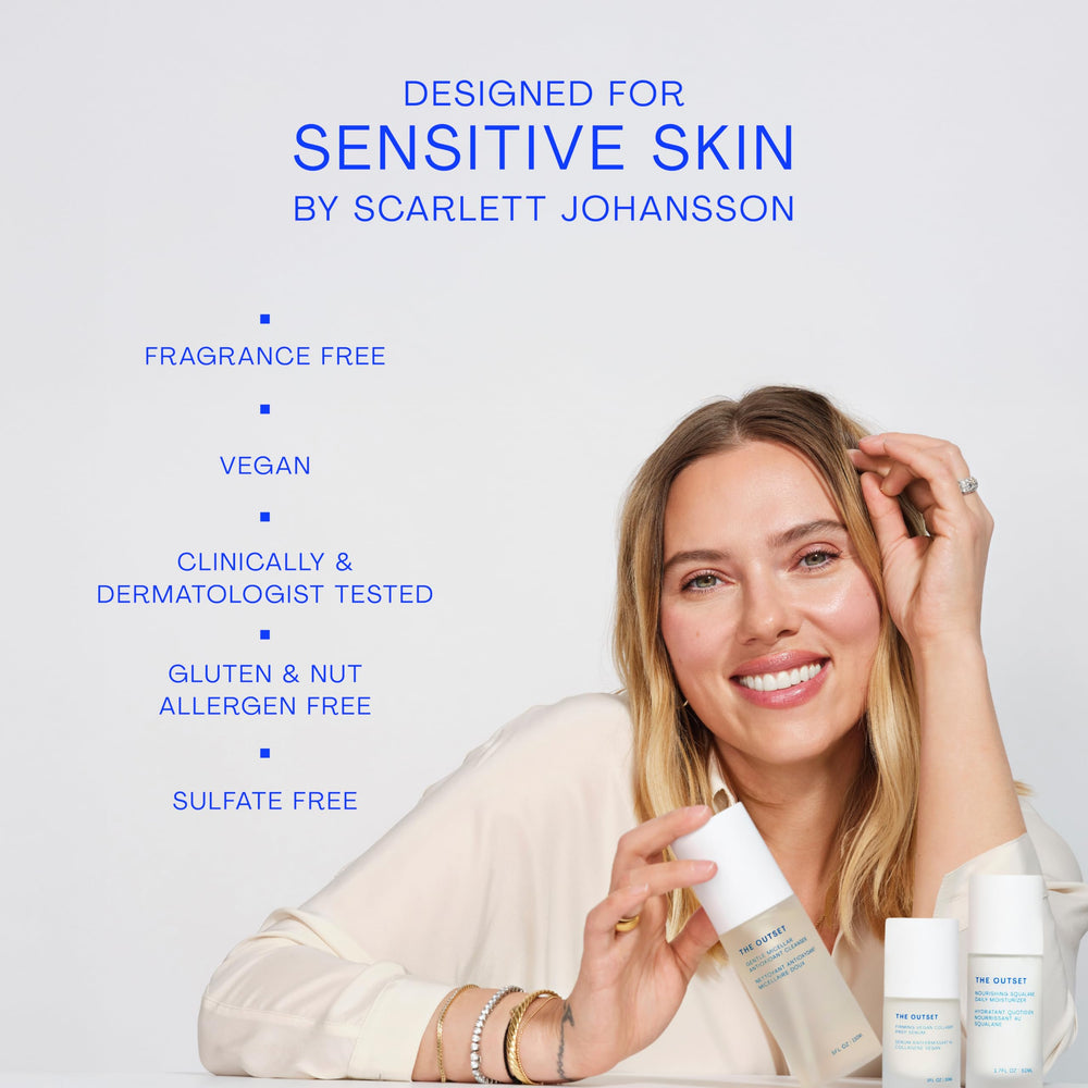 The Outset fragrance-free label highlights a gentle formula for sensitive skin.