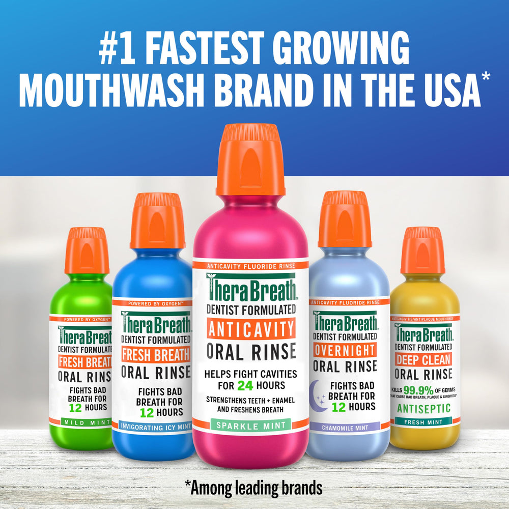 TheraBreath alcohol-free formula with no dyes or colors.