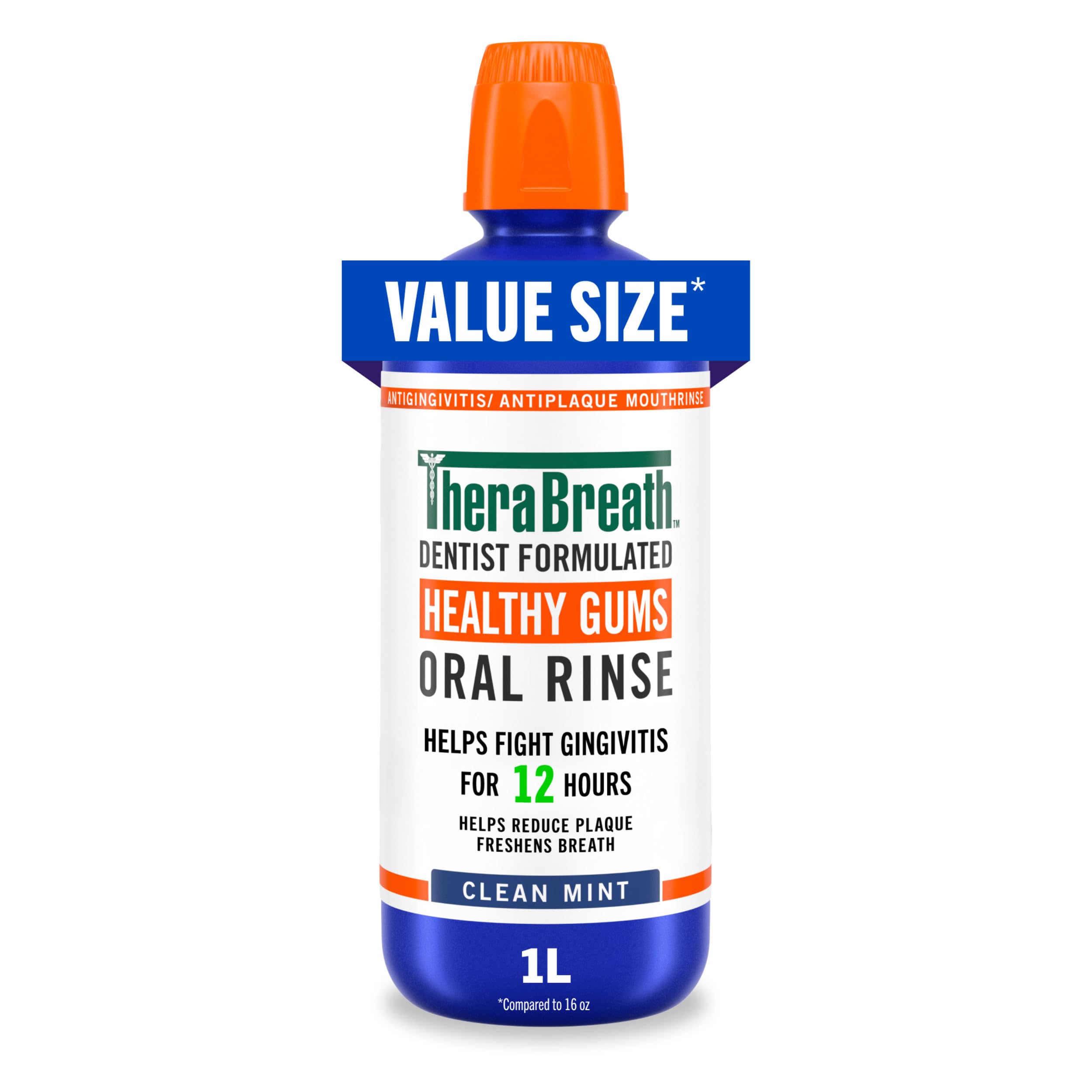TheraBreath Healthy Gums Rinse bottle for daily gum care and fresh breath.