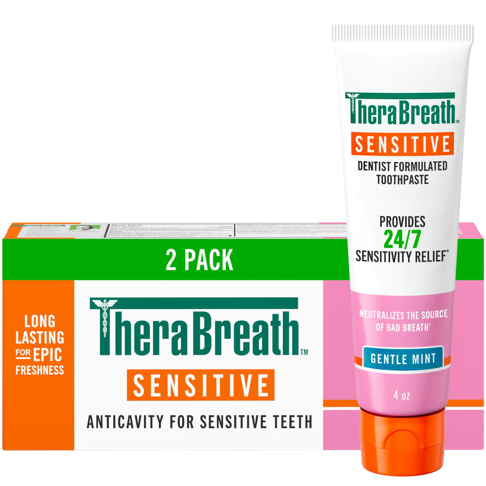 TheraBreath Sensitive Toothpaste two-pack front view for freshness and protection