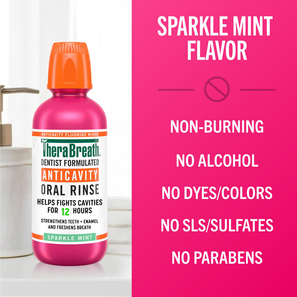 TheraBreath Sparkle Mint on-the-go scene suggesting portable freshness