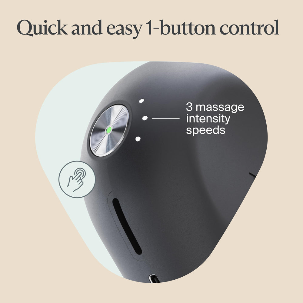 Theragun Mini ergonomic grip enables comfortable one-handed use.