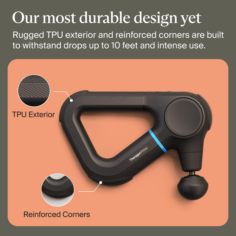 Theragun Prime offers up to two hours of battery life for uninterrupted sessions.