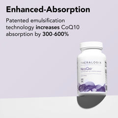 NeoQ10 softgels close-up, compact daily wellness capsules.