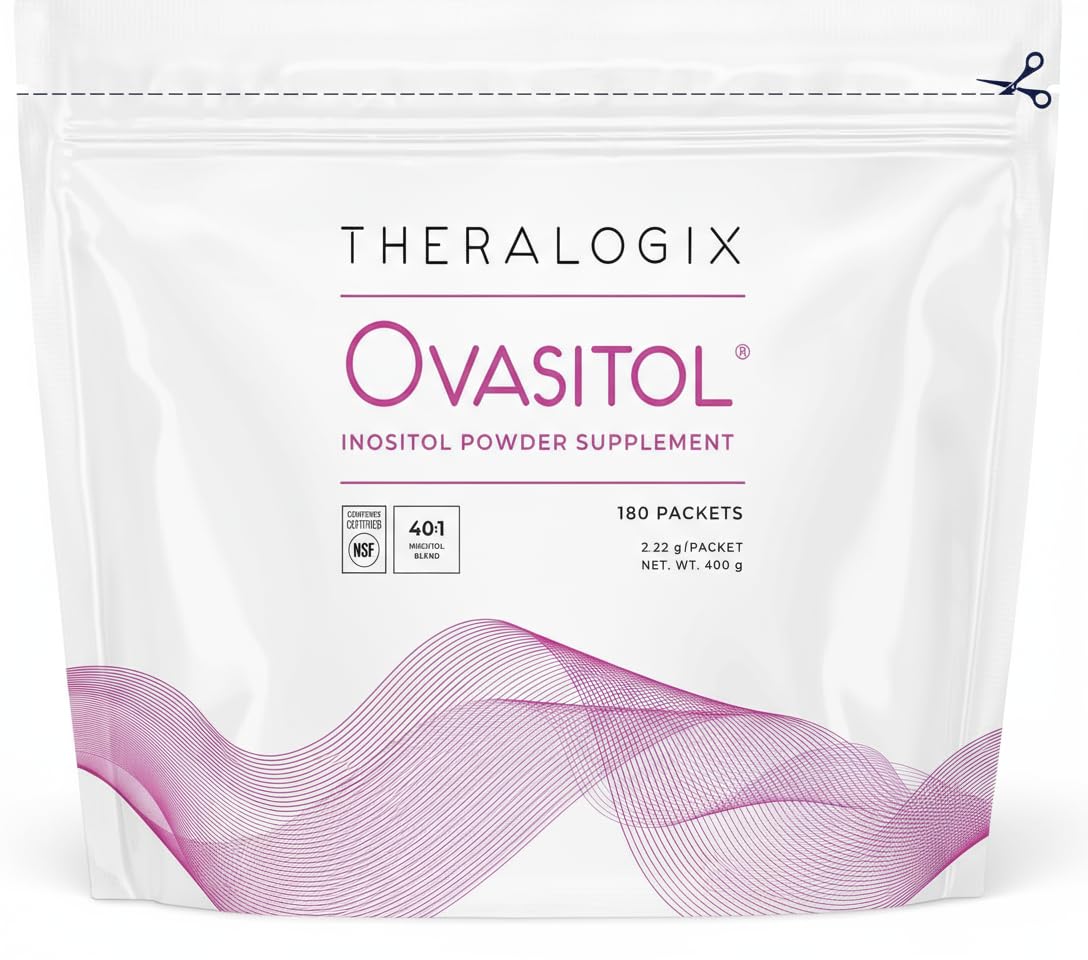 Theralogix Ovasitol packets box for daily hormone balance support.