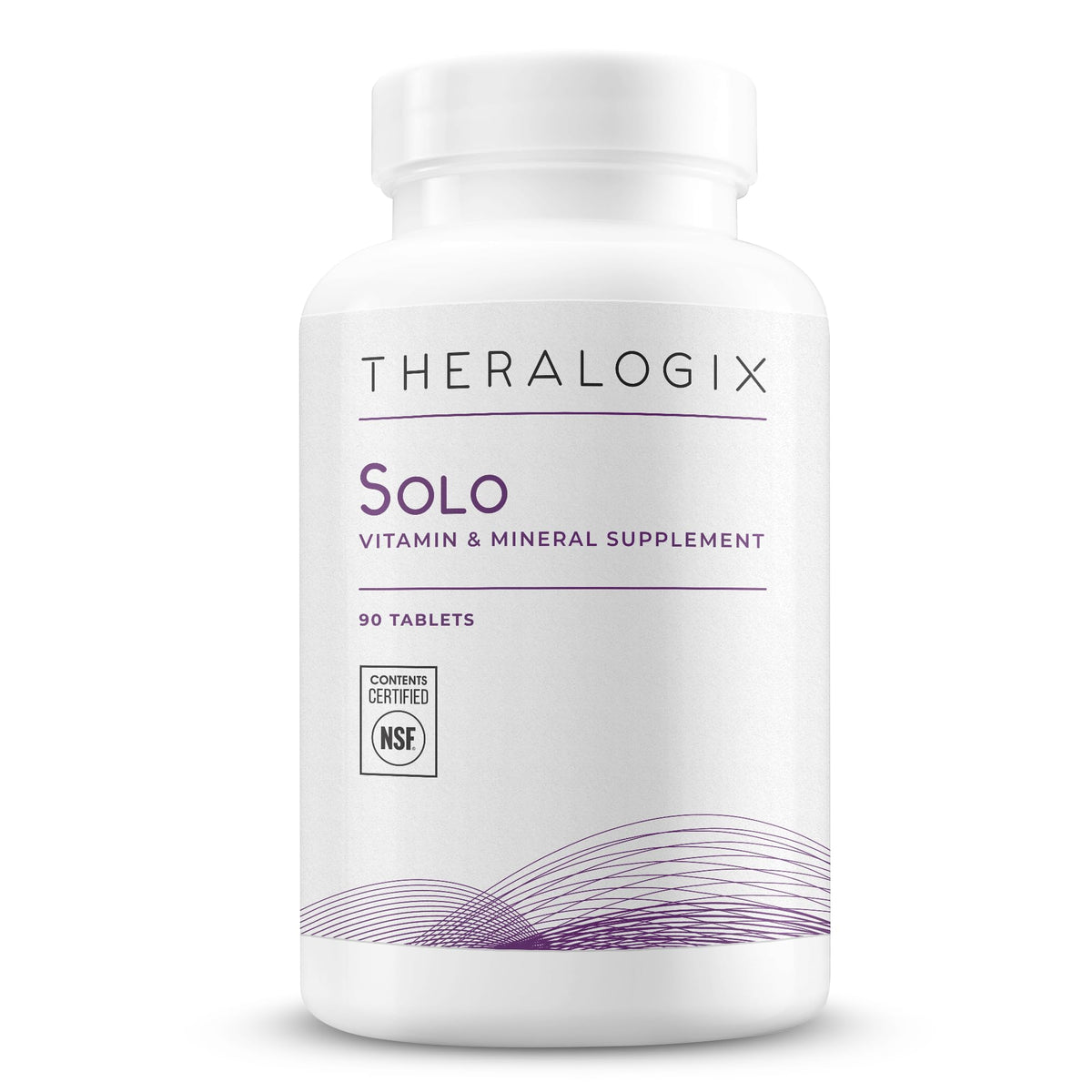 Theralogix Solo multivitamin bottle front shows daily wellness potential.