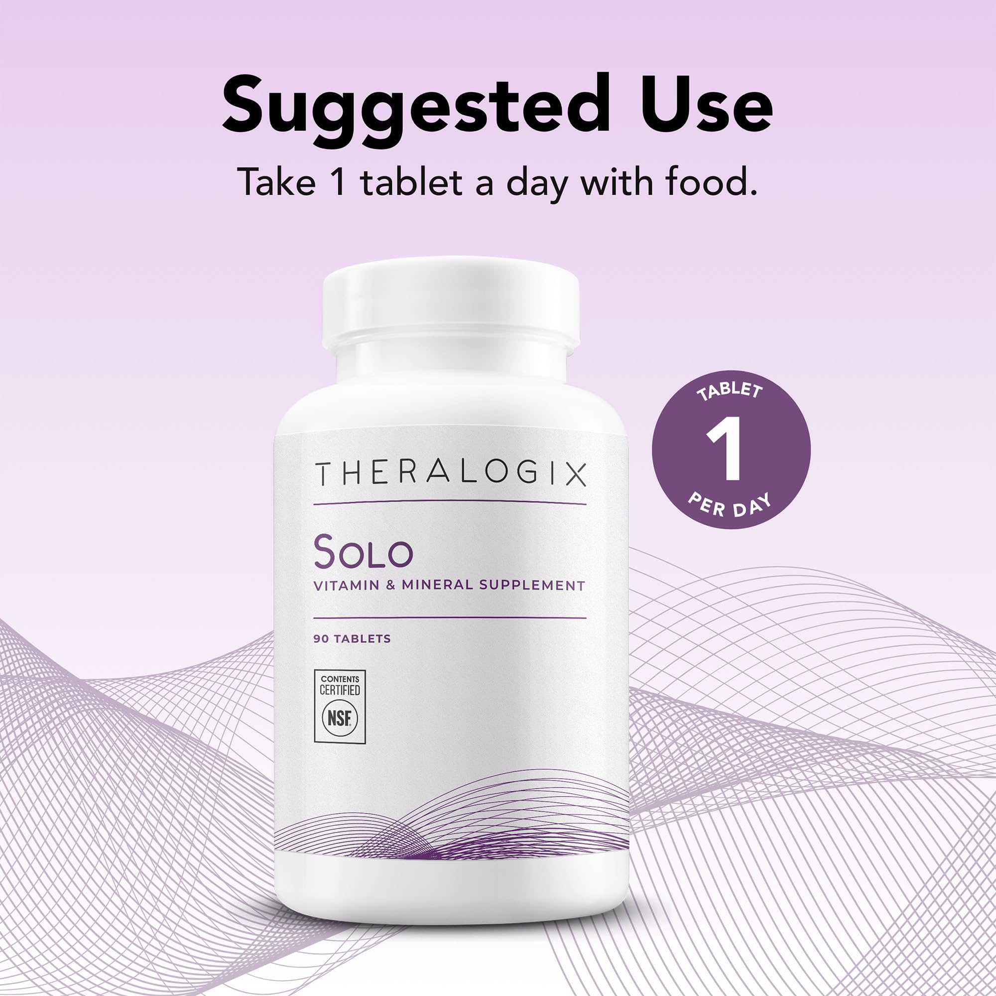 Theralogix Solo NSF certification seal highlights purity and potency.