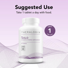 Theralogix Solo NSF certification seal highlights purity and potency.