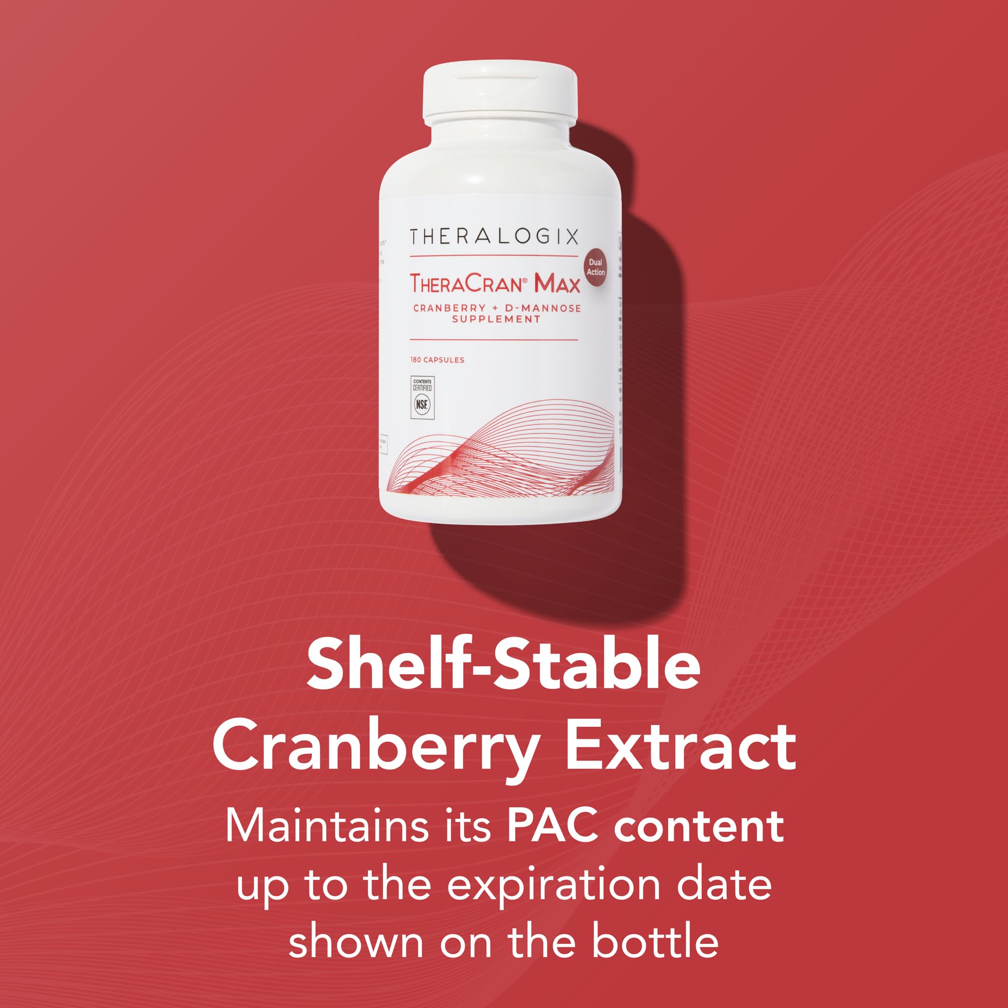 NSF certification seal on TheraCran Max bottle
