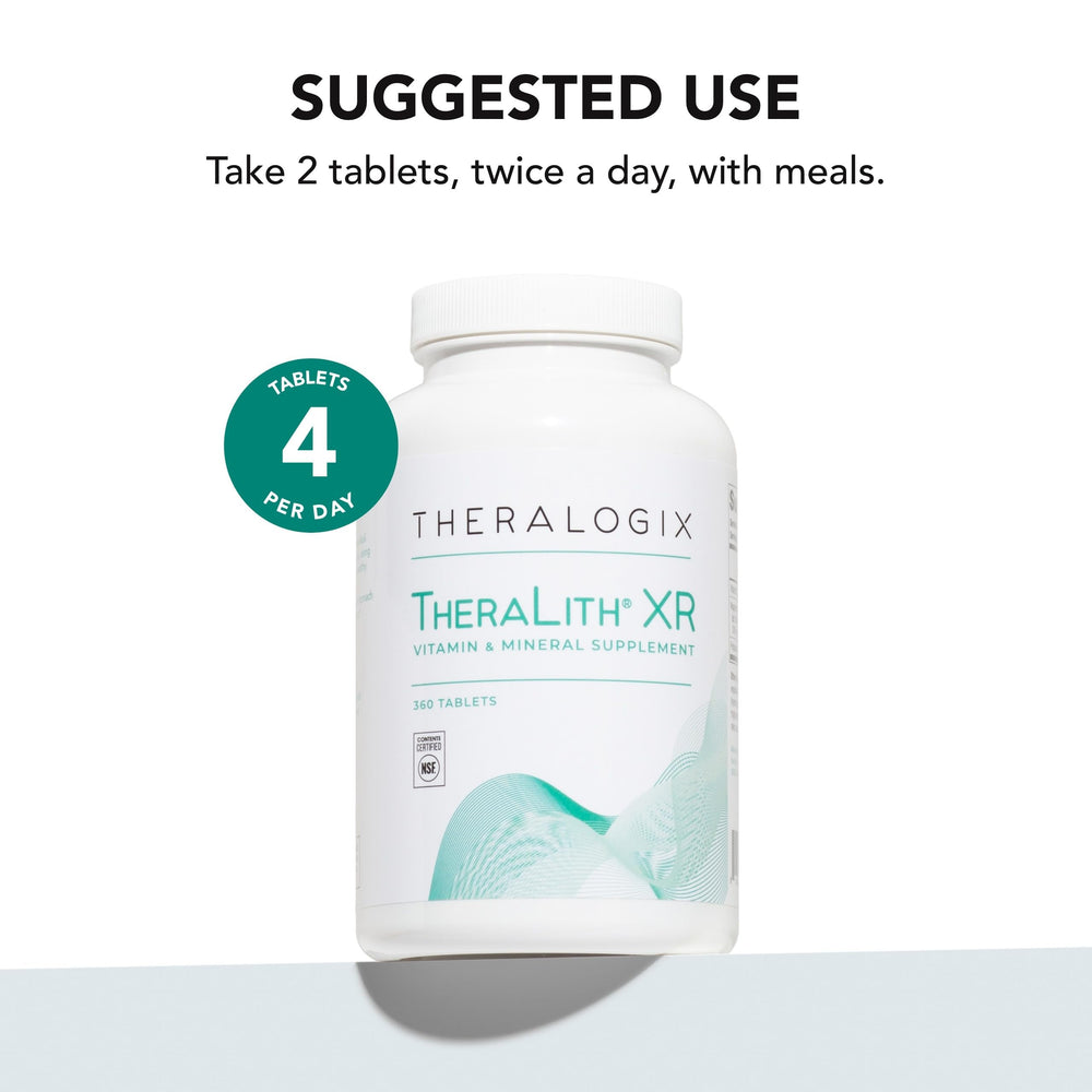 Theralogix TheraLith XR packaging showing vegan gluten-free status for daily use.