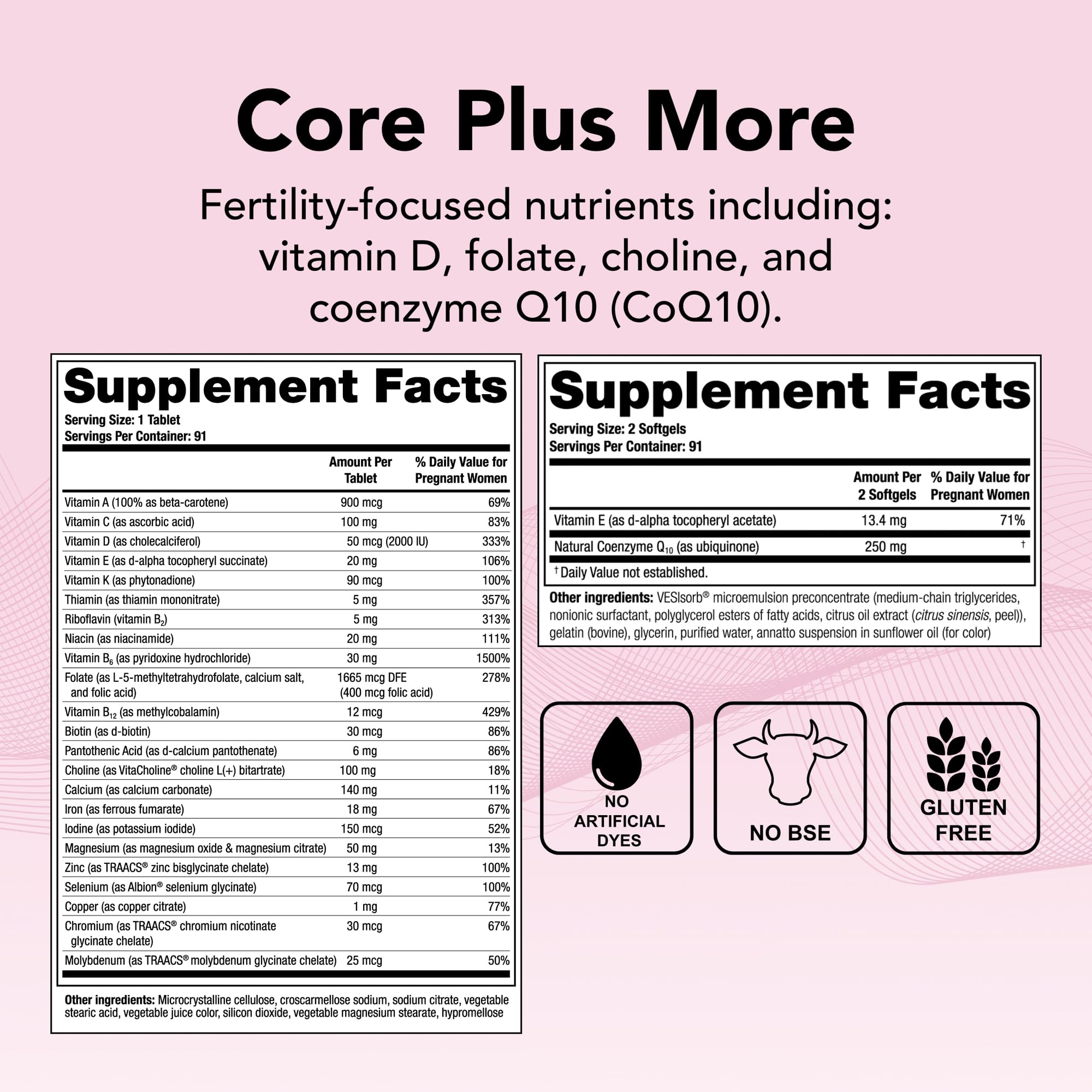 Theralogix TheraNatal OvaVite bottle label highlighting CoQ10 and folate