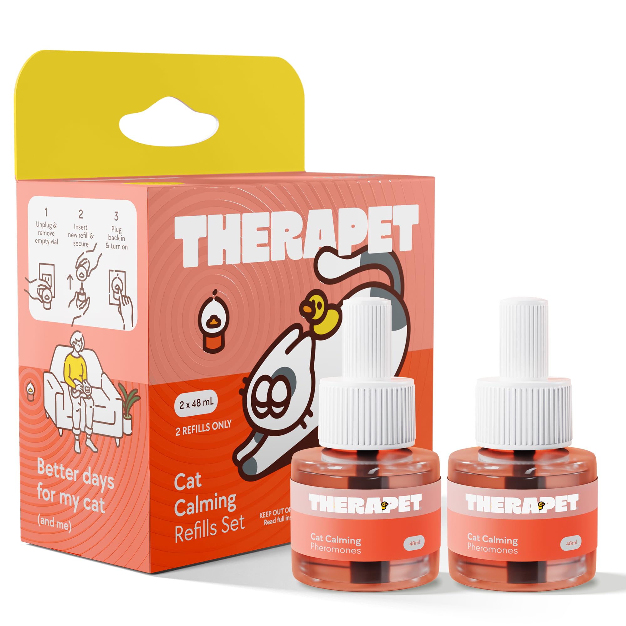 TherapetMD cat calming diffuser refill kit 2-pack ready for continuous diffusion in your home.