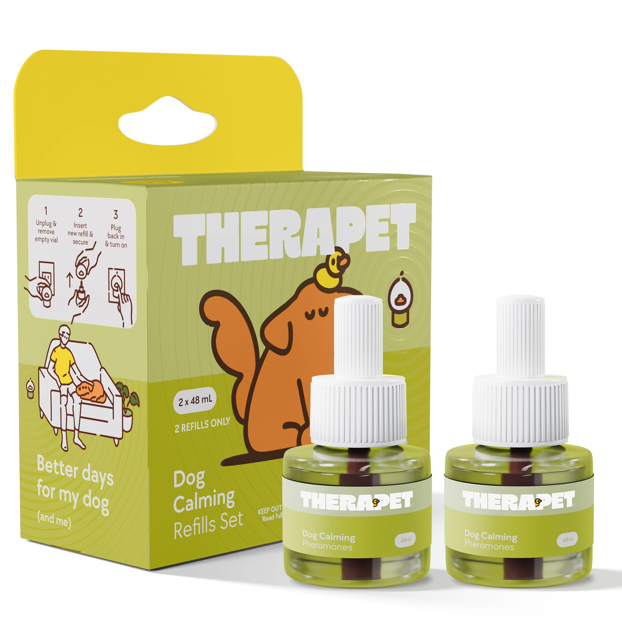 TherapetMD dog calming diffuser refill bottle pair for long-lasting calm.