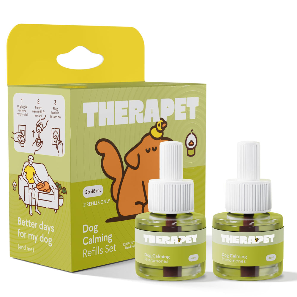 TherapetMD dog calming diffuser refill bottle pair for long-lasting calm.