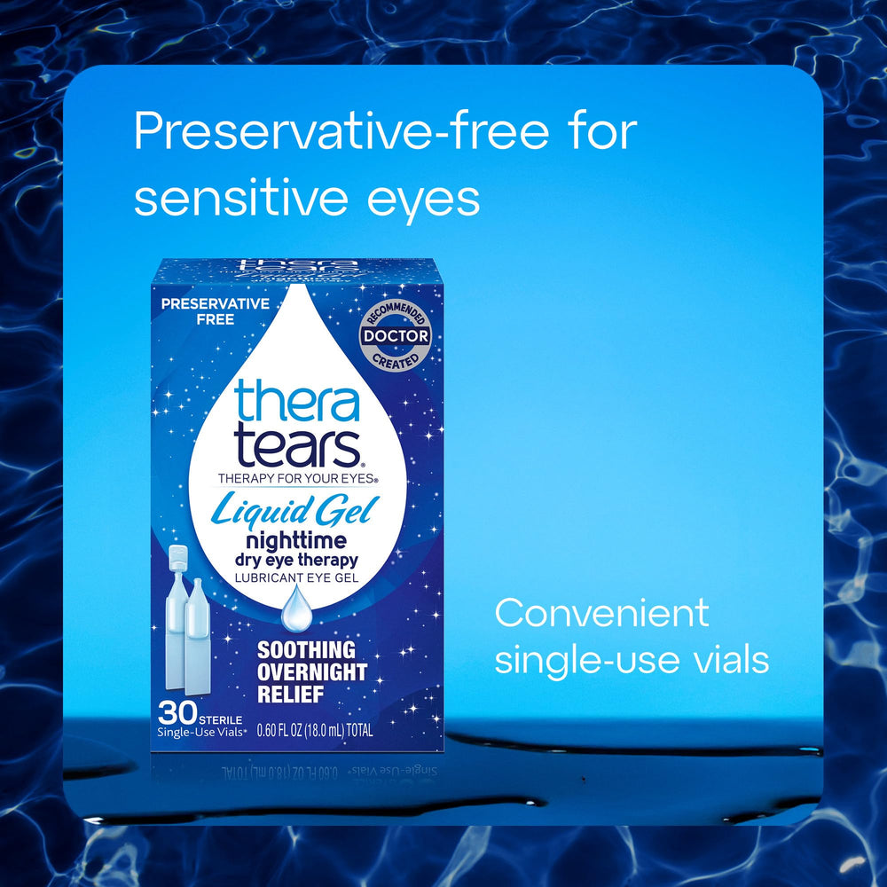TheraTears bedside nighttime use context near a pillow