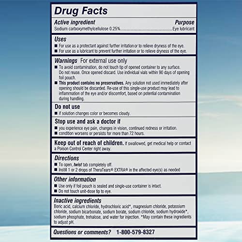 TheraTears single-use vial closeup showing convenient, hygienic dosing for on-the-go use.