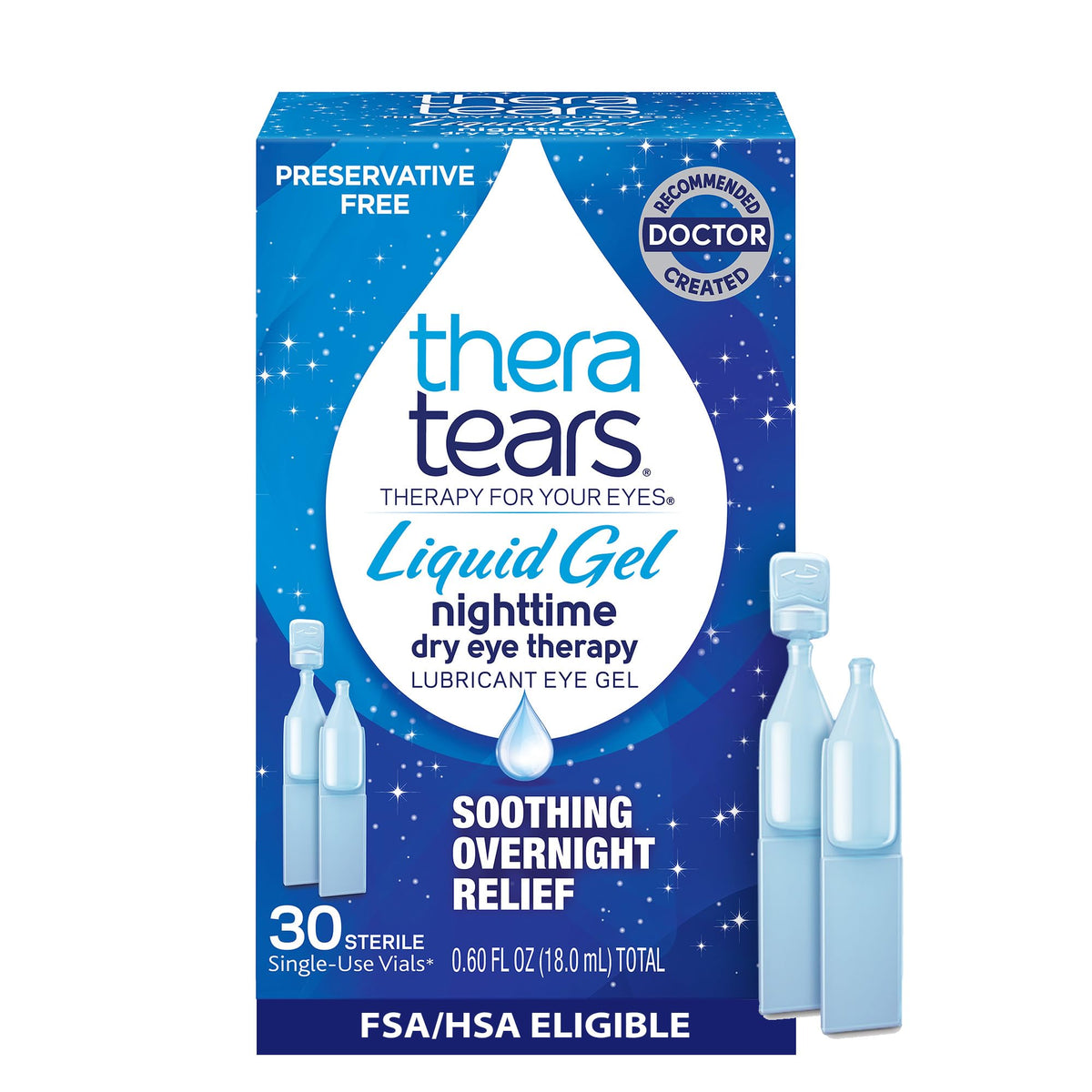 TheraTears bottle of nighttime liquid gel eye drops for overnight hydration