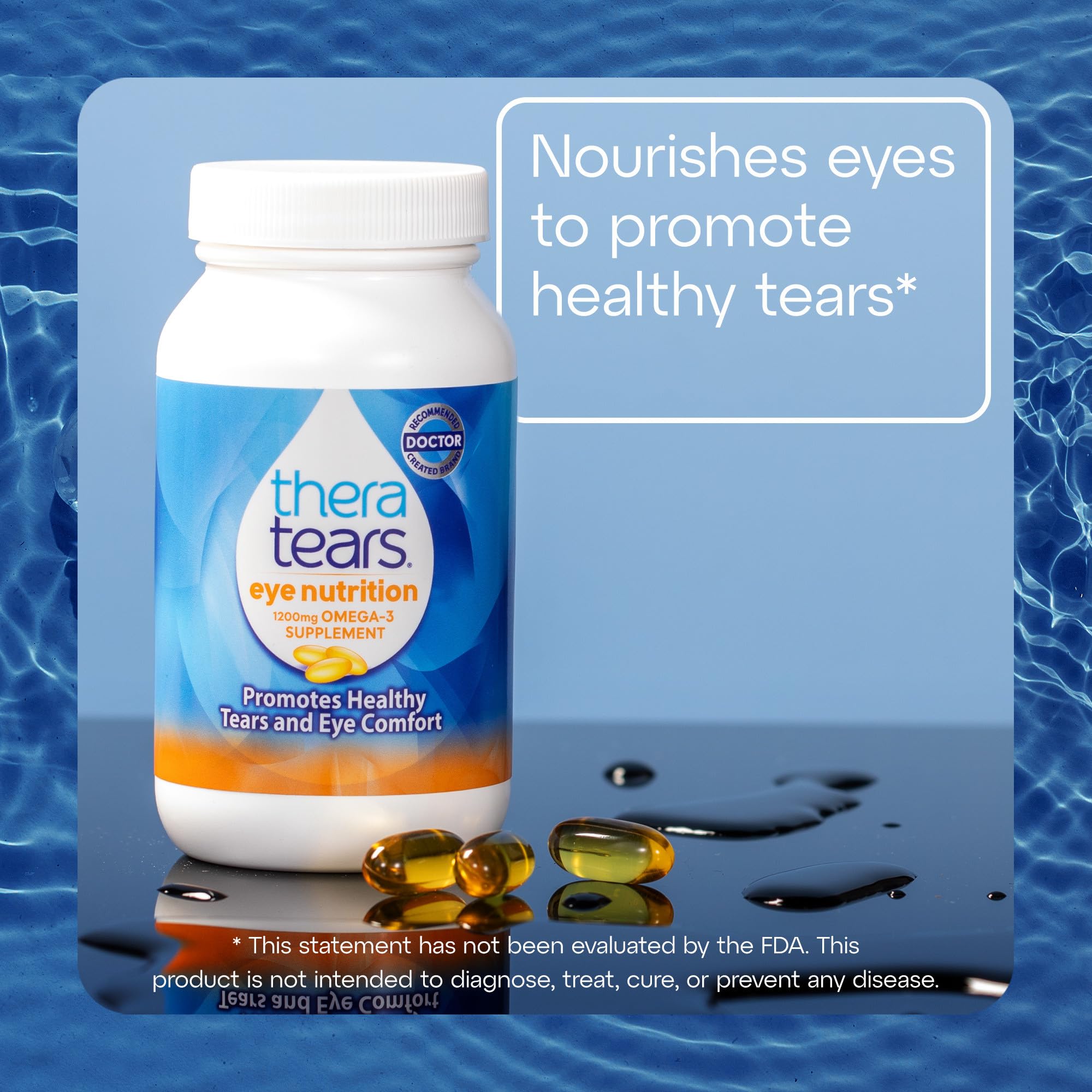 TheraTears Omega 3 packaging shows EPA, DHA, and ALA per serving.