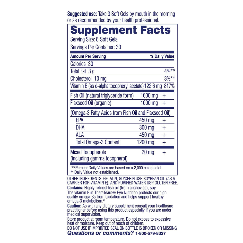 TheraTears Omega 3 bottle on shelf for convenient daily supplementation.