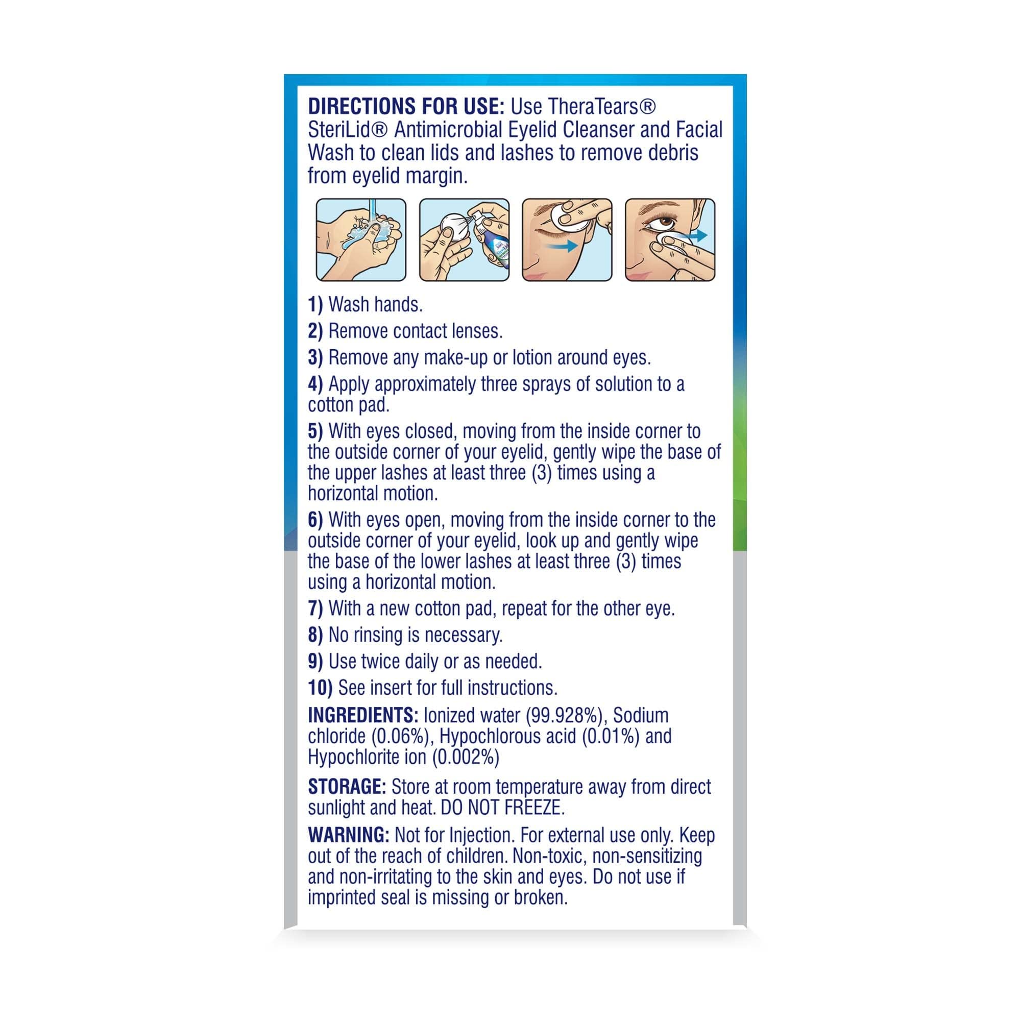 Bathroom counter with TheraTears SteriLid ready for routine care