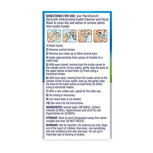 Hypochlorous spray mist from TheraTears SteriLid for eye and skin cleansing