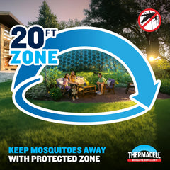Thermacell E-Series 20-foot zone diffusion highlights targeted mosquito control outdoors.