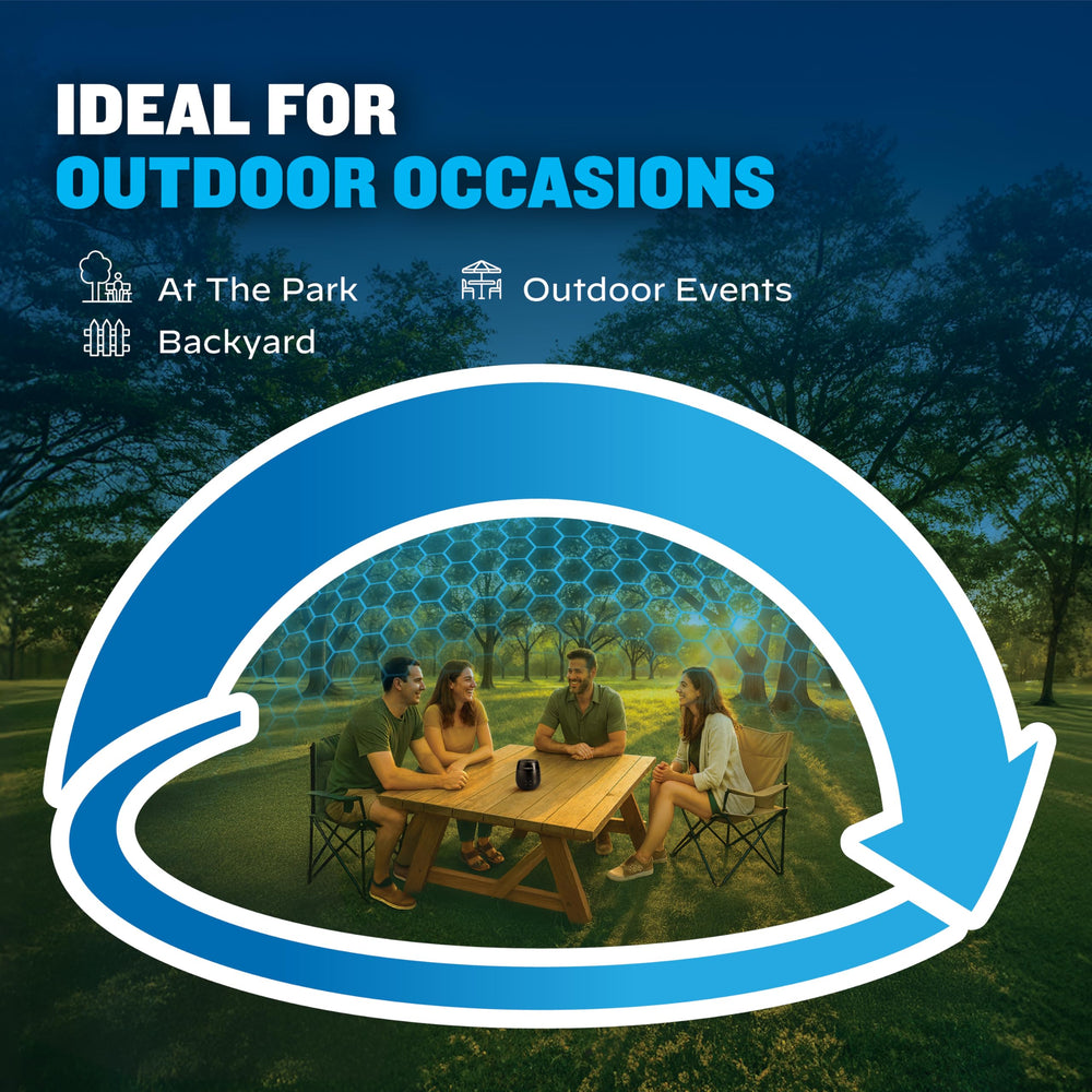 Thermacell E-Series backyard-use setup ideal for patios and poolside gatherings.
