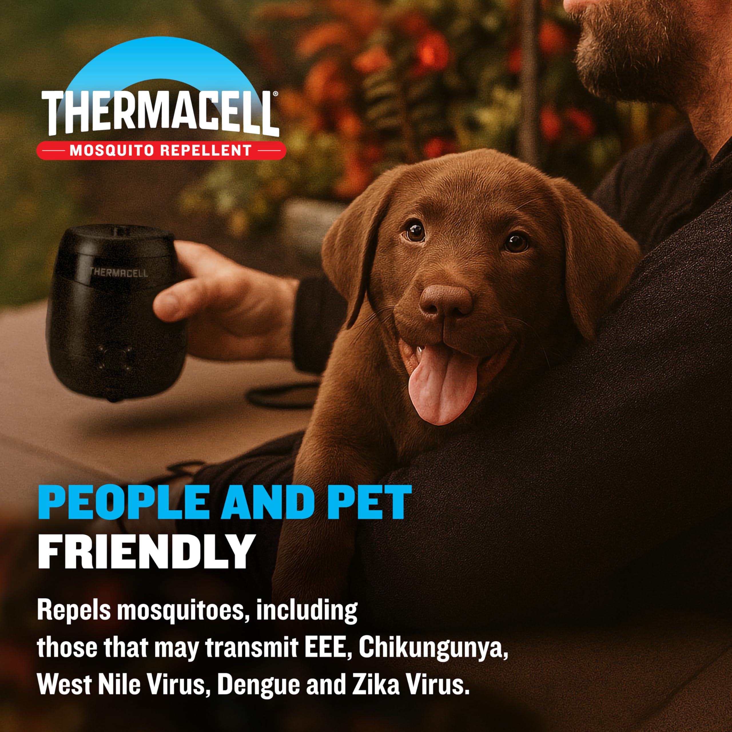 Thermacell E-ZoneGuard Patio Max battery life powering extended outdoor protection