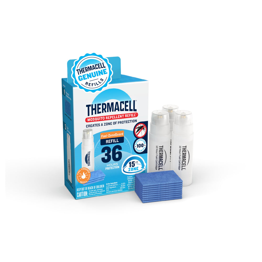 Thermacell Fuel-ZoneGuard creates a 15-foot outdoor zone against mosquitoes.